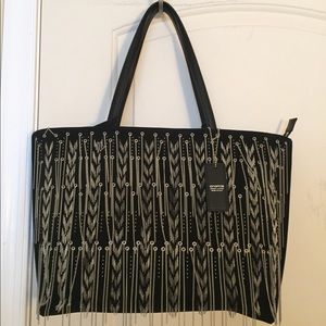 Cromia Black leather suede chain tote